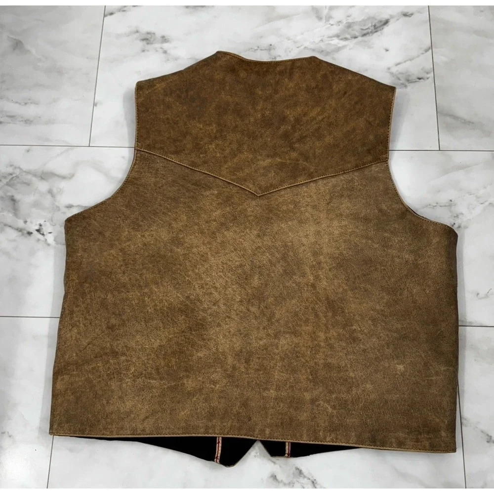 STS Ranchwear Men's Antique Leather Chisum Vest Sz XL Double Conceal Carry